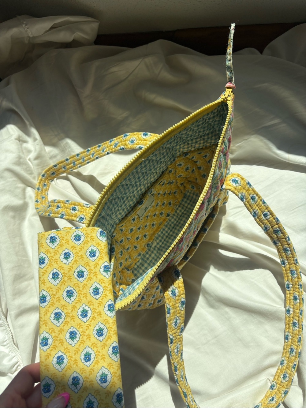 Vera Bradley Elizabeth Tote Bag Vintage Spring 1997 Quilted Yellow Retired Print